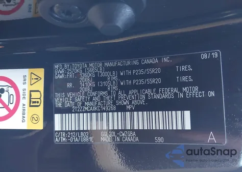 2019 Lexus Rx 350 z USA, uszkodzony, nr VIN 2T2ZZMCAXKC149268